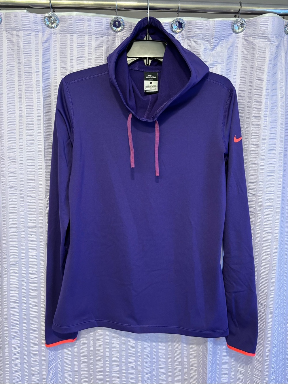 Nike Pro Dri-FIT Fleece Cowl Neck Hoodie Purple